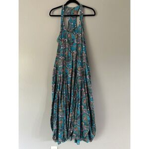 Aller Simplement Racerback Bubble Hem‎ Maxi Dress | Teal Floral
